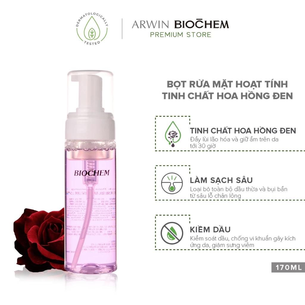 Bọt rửa mặt tẩy trang hoa hồng đen BIOCHEM Black Rose Activating Cleansing Mousse 170ml