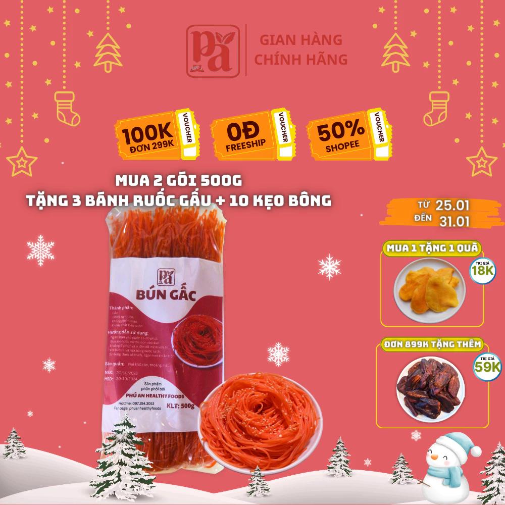 Bún gấc Phú An healthy foods 500g dành cho người ăn kiêng, keto, das, eatclean, giảm cân, giữ dáng