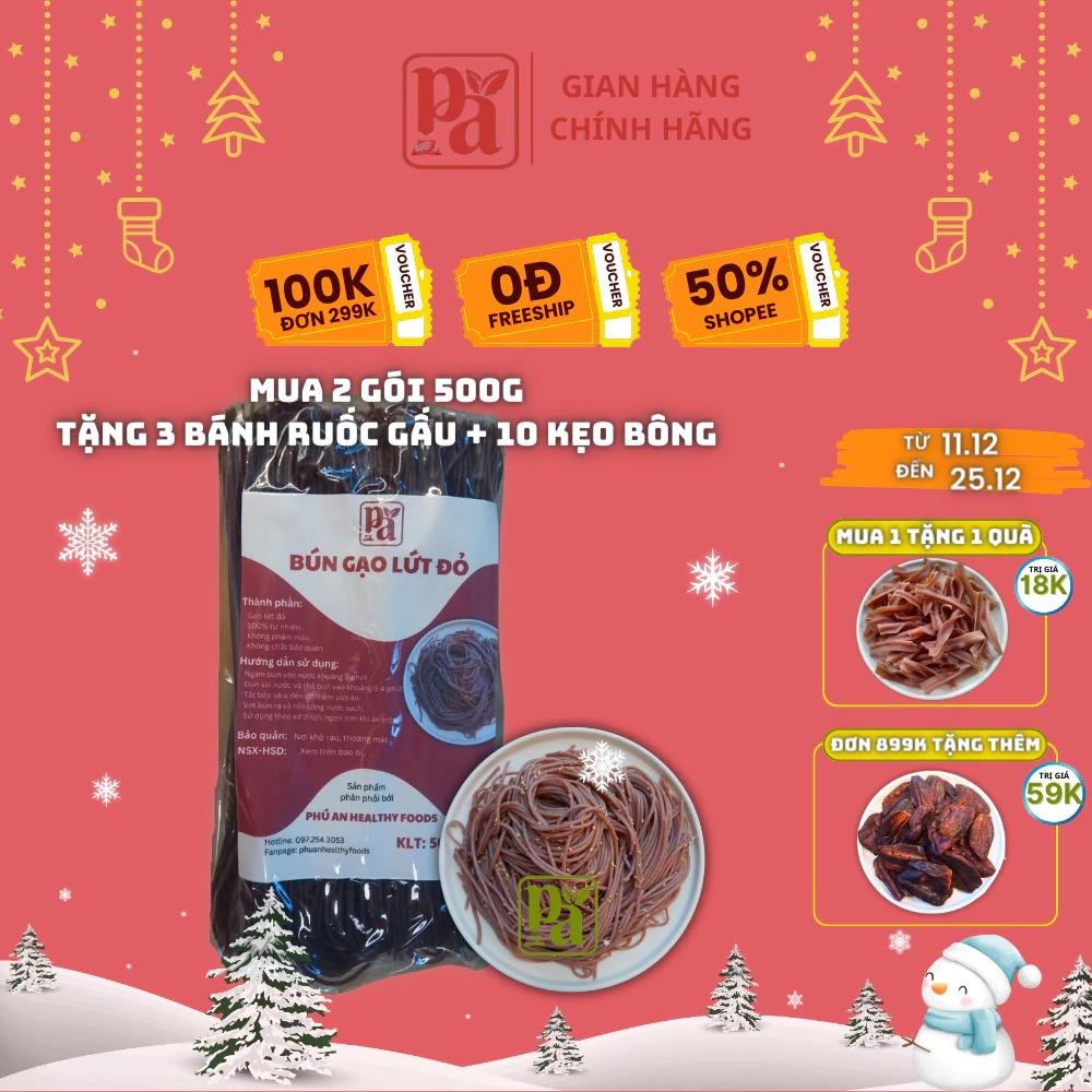 Bún gạo lứt đỏ Phú An 500g dành cho người ăn kiêng, healthy, giảm cân, giữ dáng, keto, das, eatclean