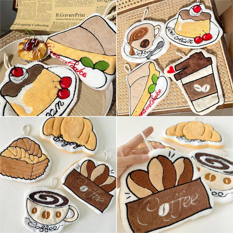 Cà phê Khăn tay hình bánh mì Khăn tắm thấm mềm Khăn mặt sáng tạo