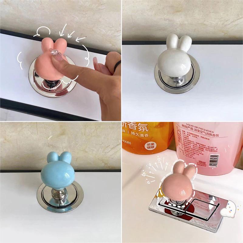 Candy Color Toilet Presser Dễ Thương Tai Thỏ Vệ Sinh Dụng Cụ Báo Chí Hộ Gia Đình Ngăn Kéo Tủ Tay Cầm