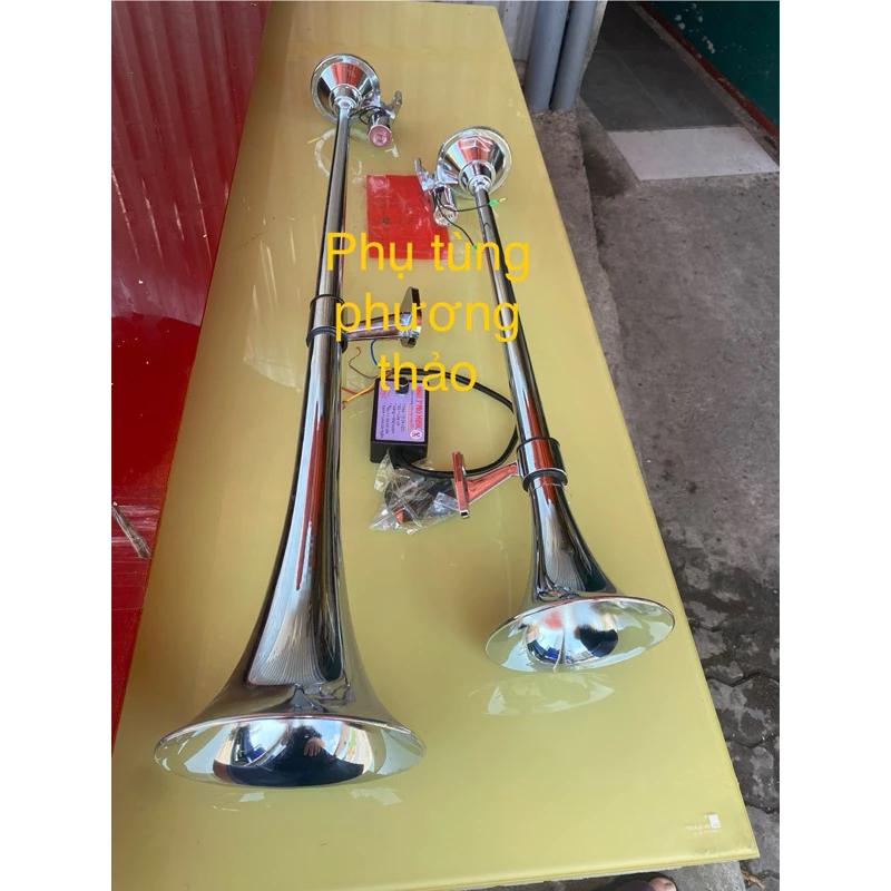 cặp kèn hơi 1m + 70cm 12v 24v kèm nhại 12 tiếng hoặc ko kèm nhaị, còi hơi âm thanh chất cho xe tải , xe khách có bìnhơi