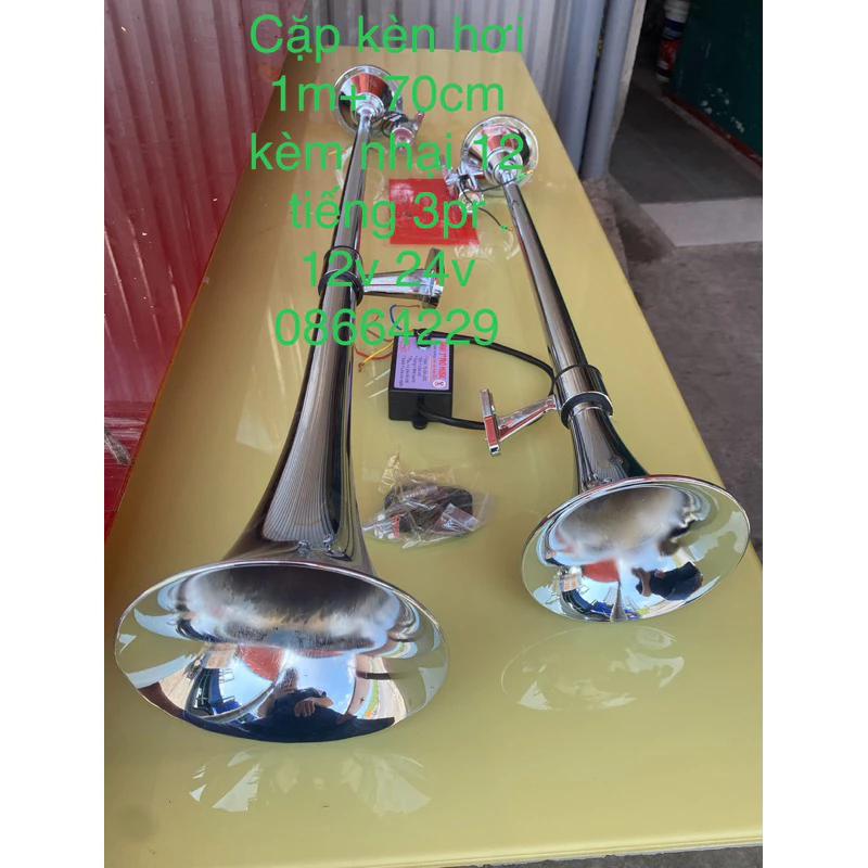 Cặp kèn hơi 1m+ 70cm kèm nhại 12 tiếng 3pr ( có clip thử )cho xe tải, xe khách có bình hơi