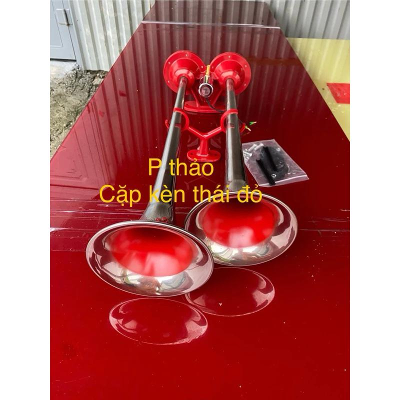cặp kèn hơi ,còi hơi Thái Lan đỏ kèn hơi thái dúi loại 1 âm thanh khủng cho xe có bình hơi12v 24v hàng loại 1