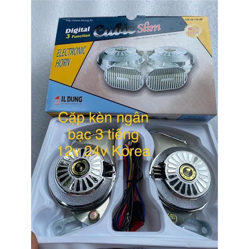 cặp kèn ngân bạc , còi ngân xe 12v 24v korea