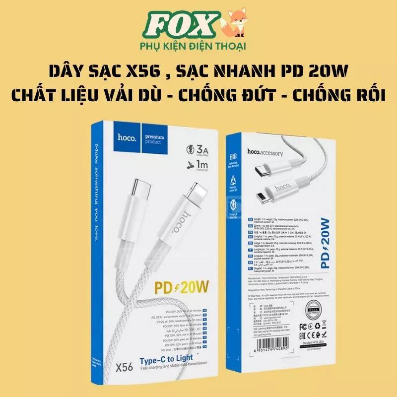 Cáp Sạc Nhanh PD 20W X56 Giúp Truyền Dữ Liệu Và Sạc Nhanh 3A , Dây Bọc Dù Chống Đứt Dài 100cm