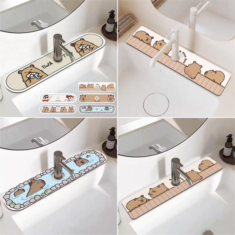 Capybara Vòi Thoát Nước Thảm Hoạt Hình Nhà Bếp Thoát Miếng Lót Chống Trượt Vòi Thoát Nước