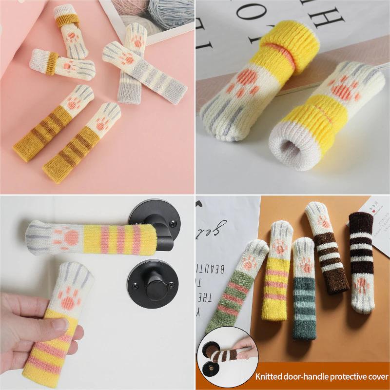 Cat Paw Shape Bumper Cover Bộ bảo vệ tay nắm cửa dệt kim Bộ bảo vệ tay nắm cửa đáng yêu