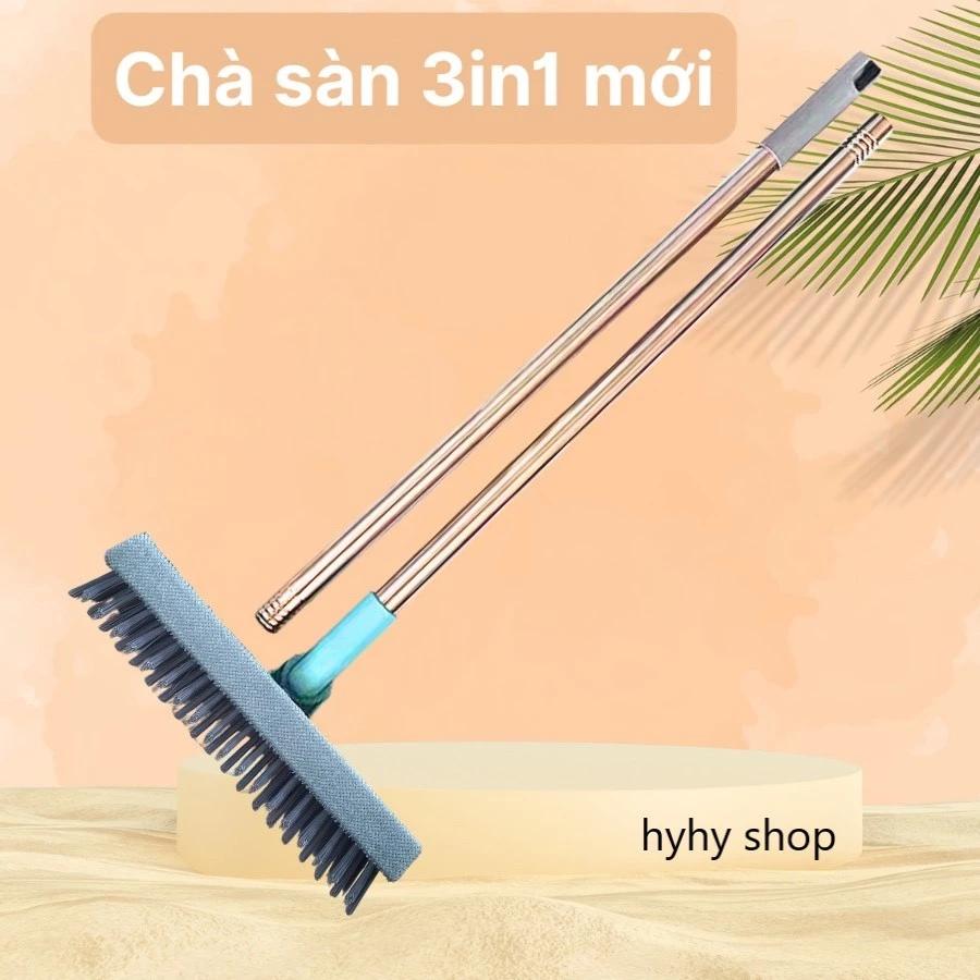 Cây chà sàn nhà tắm kiêm lau kính MÀU XANH BIỂN thiết kế 3 đầu 3 chức năng kích thước 22x104cm