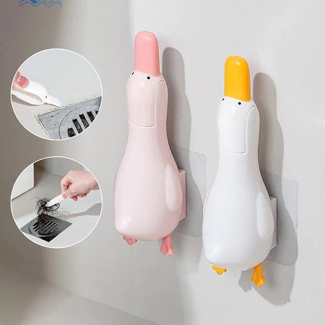 Cây kẹp vệ sinh bồn rửa nhà bếp, Kẹp rác gắn tường, Dụng cụ vệ sinh nhíp, Kẹp vệ sinh phòng tắm hình chú vịt dễ thương
