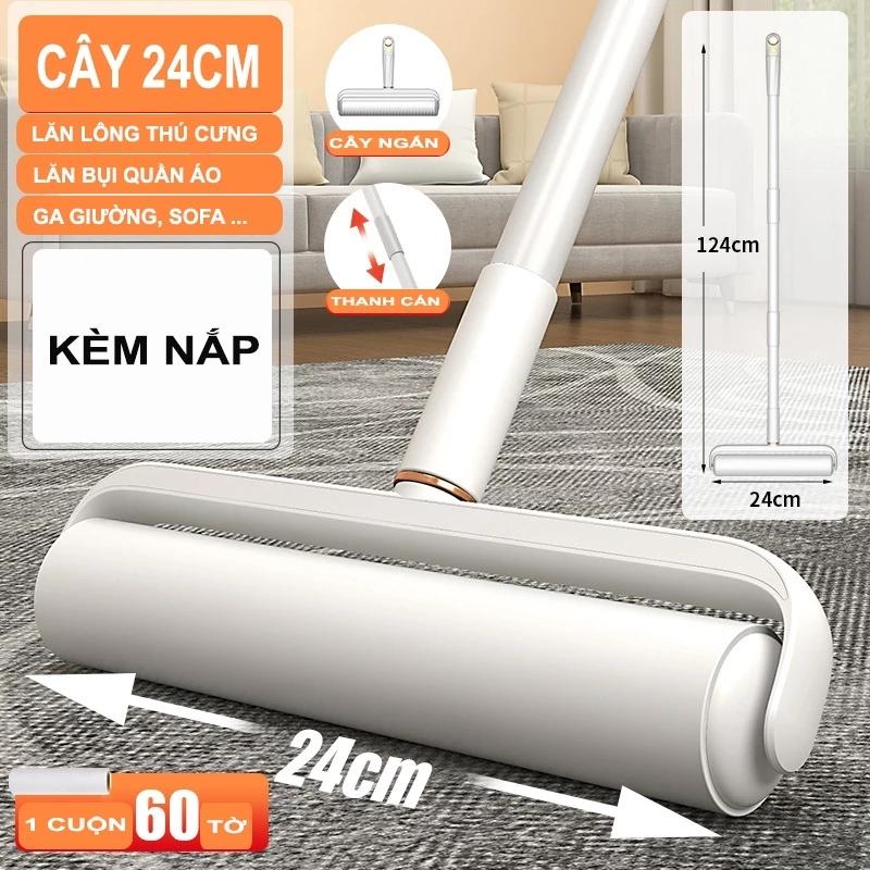 Cây Lăn Bụi 24cm Làm Sạch Quần Áo, Ga Giường, Sofa, Lông Chó Mèo Kèm 1 Lõi Lăn Bụi