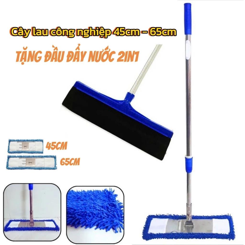 Cây lau nhà công nghiệp san hô 45cm 65cm sợi bông microfiber - chổi lau nhà công nghiệp xoay 360 độ dài 130cm + tặng đầu
