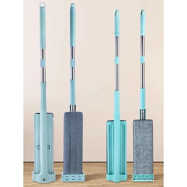 Cây lau nhà tự vắt thông minh xoay 360 độ có bông lau đi kèm - hộp nâu xanh