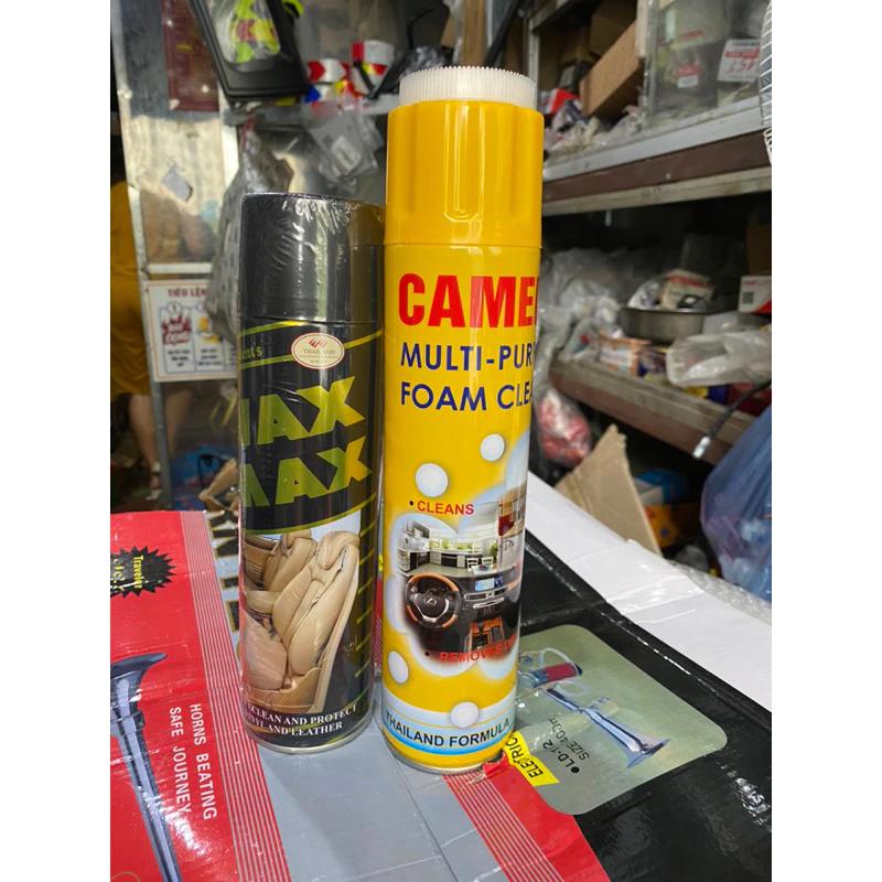 chai làm sạch, xịt bóng nội thất xe, gỗ, đa, nỉ đa năng camel/was maxx