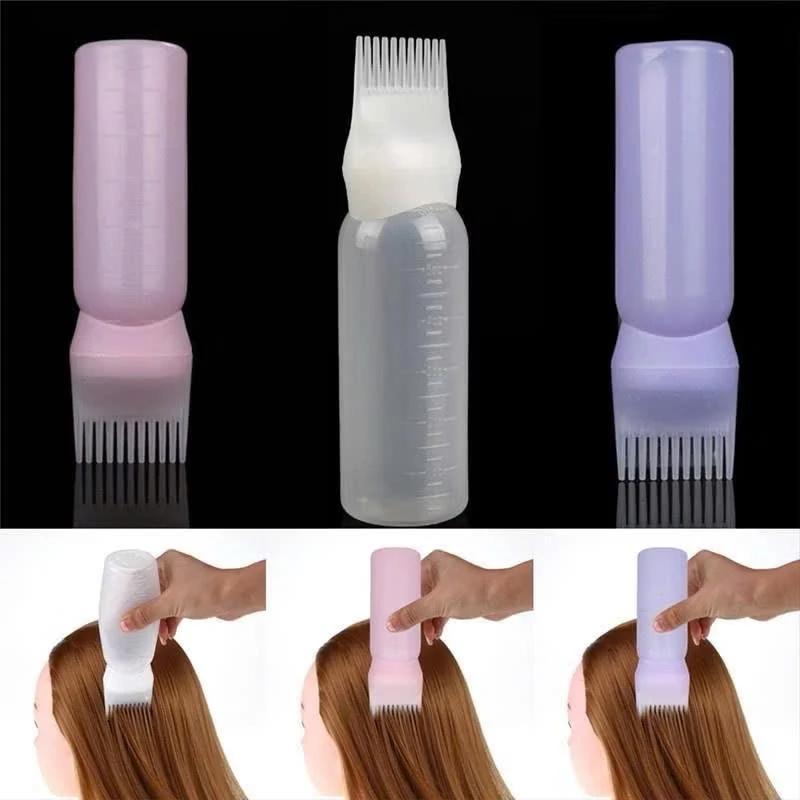 Chai nhựa đựng thuốc nhuộm tóc, bôi tinh dầu dưỡng tóc hiệu quả có lược chải 120ml tiện lợi