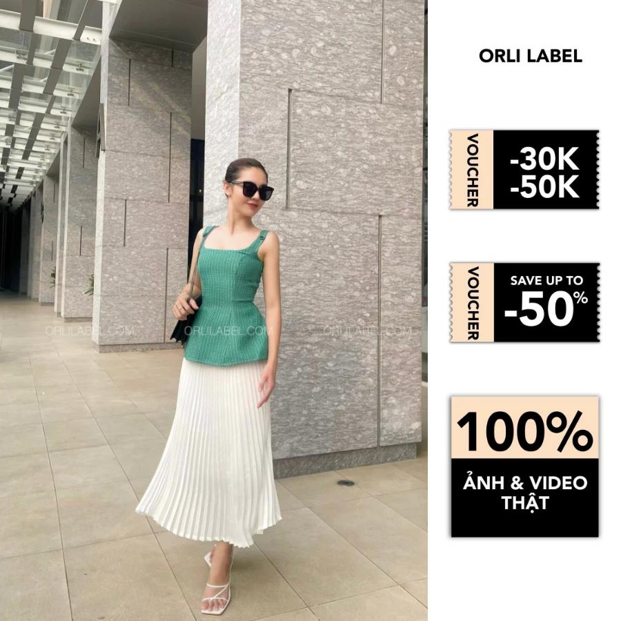 Chân váy lụa xếp li V.2 - White Pleated Skirt - ORLI LABEL