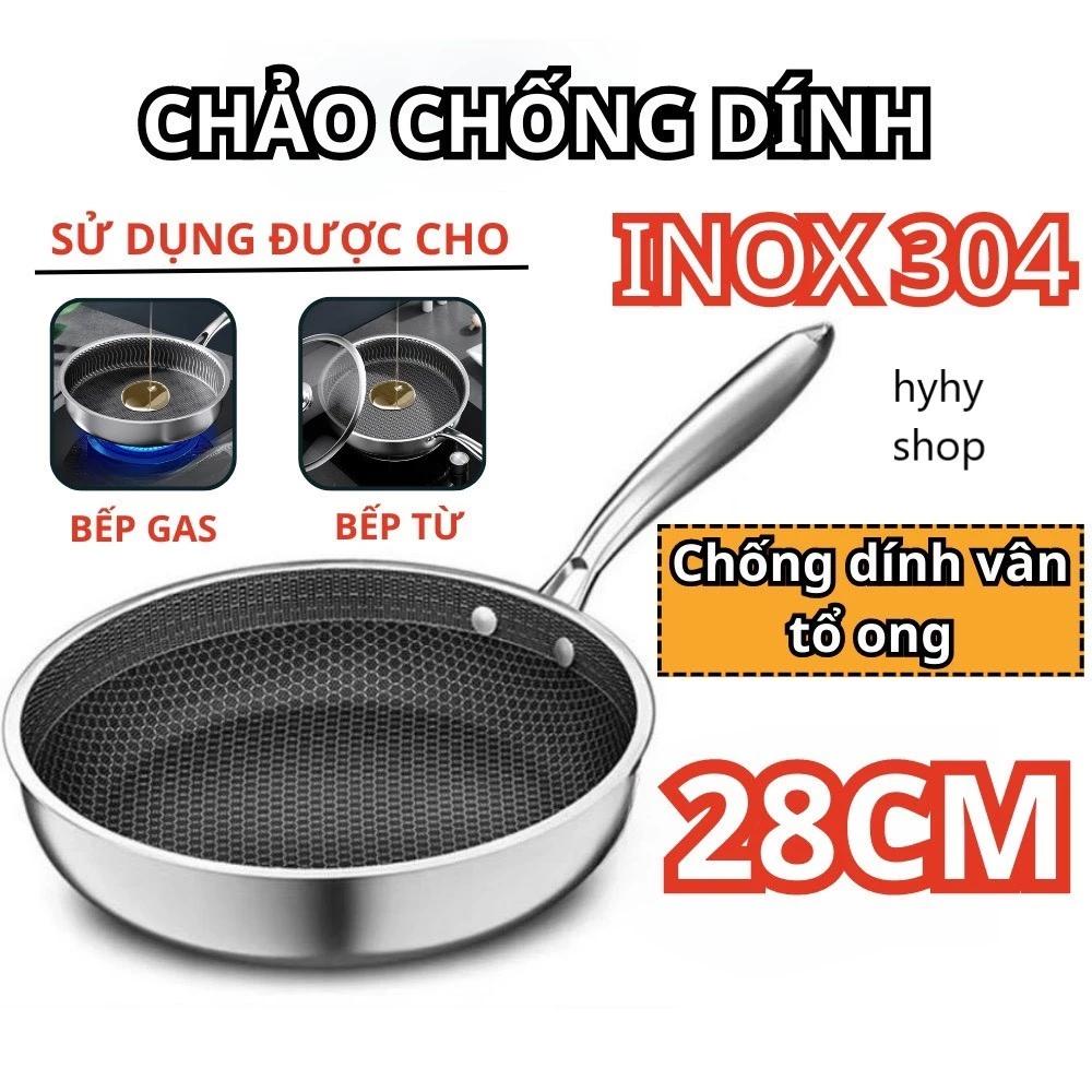 Chảo Chống Dính Đế Bằng Inox Vân Tổ Ong 18/28cm Đáy Sâu 6cm Dùng Đươc Các Loại Bếp