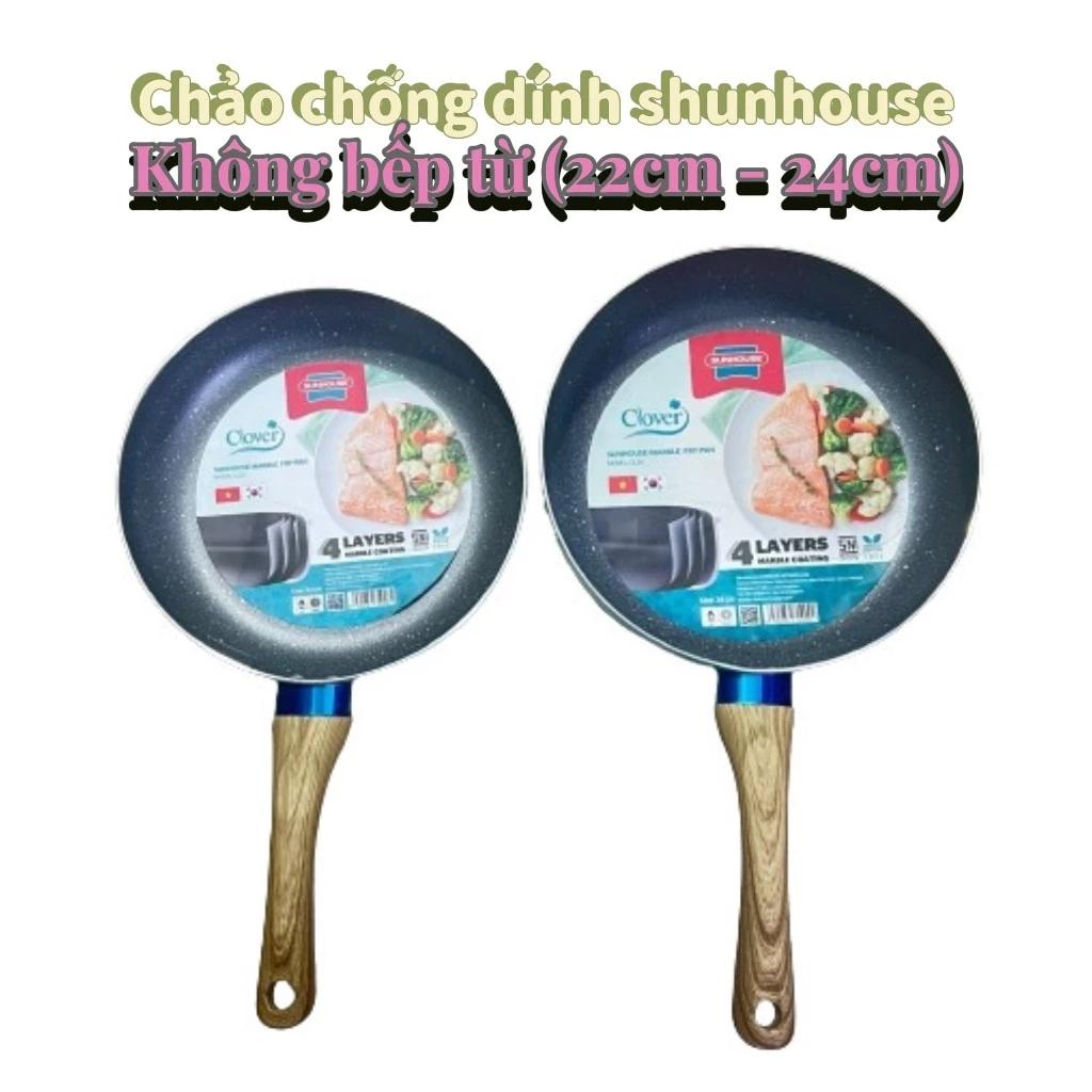 Chảo chống dính vân đá Sunhouse Clover CL22-CL24 (từ size22-24cm) không dùng trên bếp từ