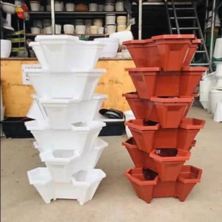 Chậu nhựa trồng cây xếp tầng trồng rau củ tiết kiệm diện tích 2232- Chậu hoa tam giác trồng rau cải tại nhà tiện lợi