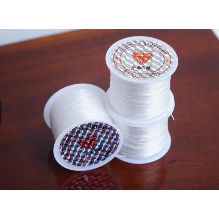 Chỉ thun chun lụa, dây xỏ hạt chuỗi trong suốt [0,8 mm] sợi đàn hồi, co giãn, nylon phụ kiện tự làm trang sức handmade