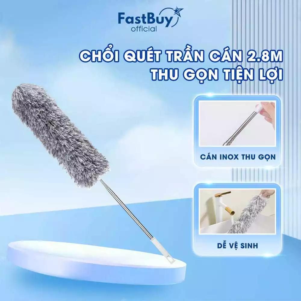 Chổi Quét Trần Gấp Gọn Thông Minh Cán Dài 2.8M, Chổi Lau Trần Nhà Thông Minh Đầu Chổi Uốn Dẻo Linh Hoạt Cán Dài Rút Gọn