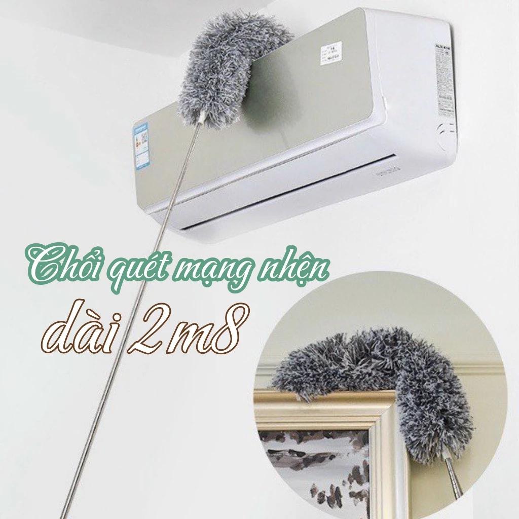 Chổi Quét Trần Nhà Gấp Gọn 280cm, Chổi Lau Bụi, Cây Phất Trần Nhà 2m8 Thông Minh