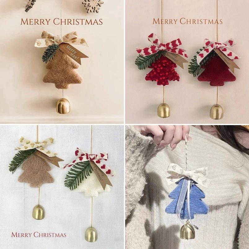Chuông hình cây thông Noel Chuông gió bằng vải sang trọng Mặt dây chuyền Giáng sinh thời trang