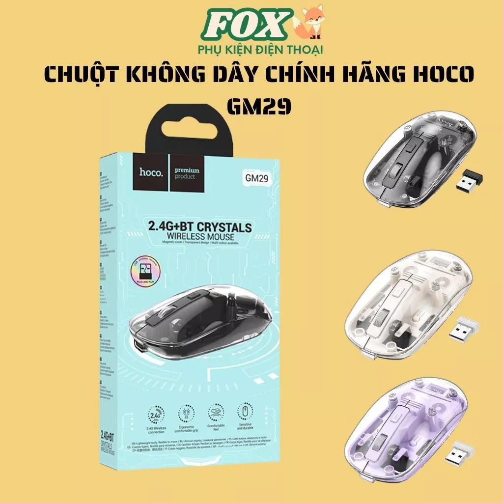 Chuột Không Dây Chính Hãng Hoco GM21 – Thiết Kế Trong Suốt, 2 Chế Độ Kết Nối Bluetooth & Wireless