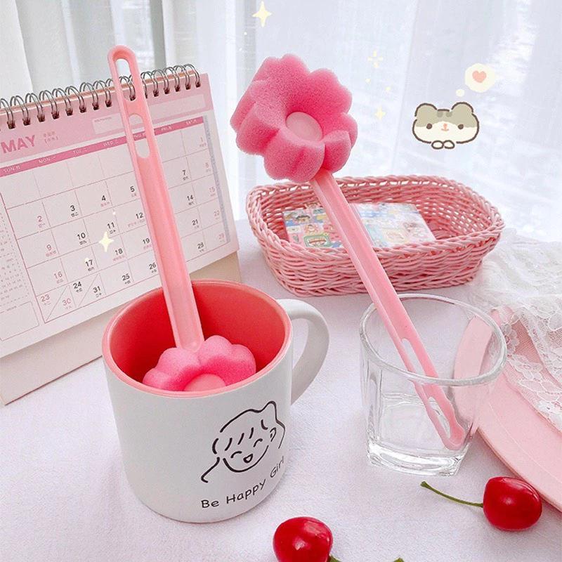 Cọ Rửa Ly Tay Cầm Dài Hình Bông Hoa Xinh Xắn Tiện Dụng