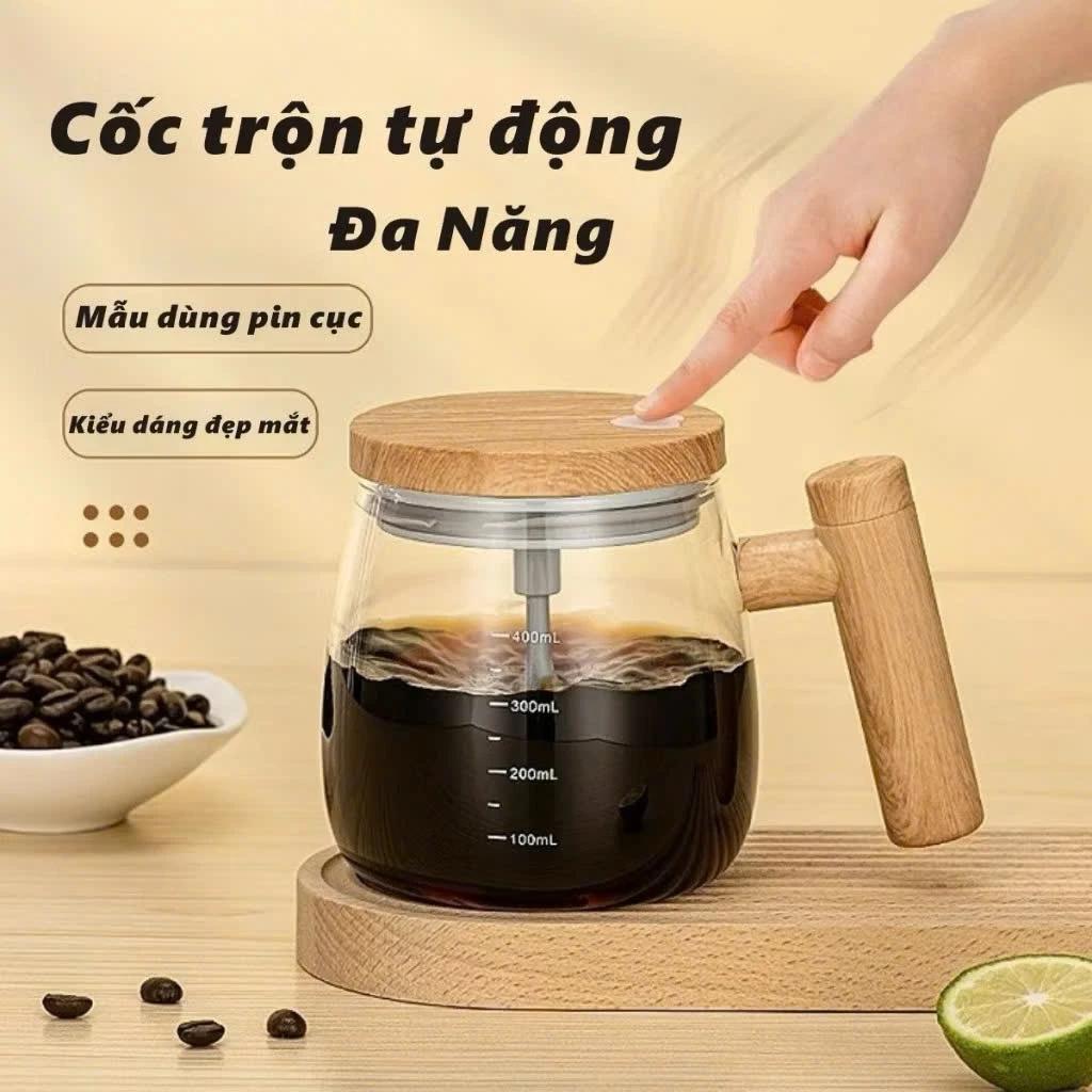 Cốc khuấy tự động đa năng, cốc tự khuấy chất liệu thủy tinh cao cấp chịu nhiệt dung tích 400ml