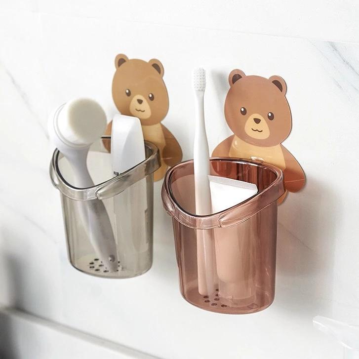Cốc nhựa hình GẤU đựng bàn chải, kem đánh răng xinh xắn