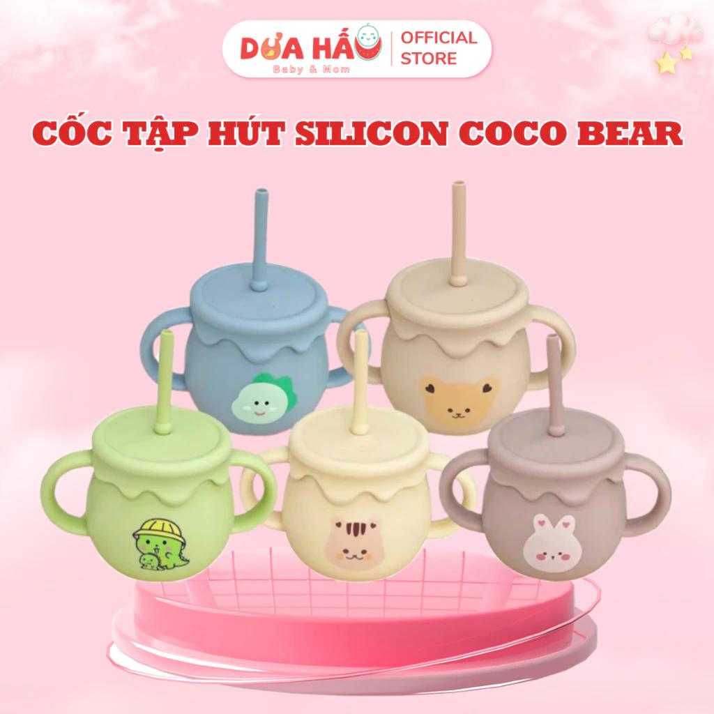 Cốc Tập Hút Silicone Coco Bear Ngộ Nghĩnh, An Toàn Cho Bé Tiện Lợi Shop Dua Hau Baby & Mom