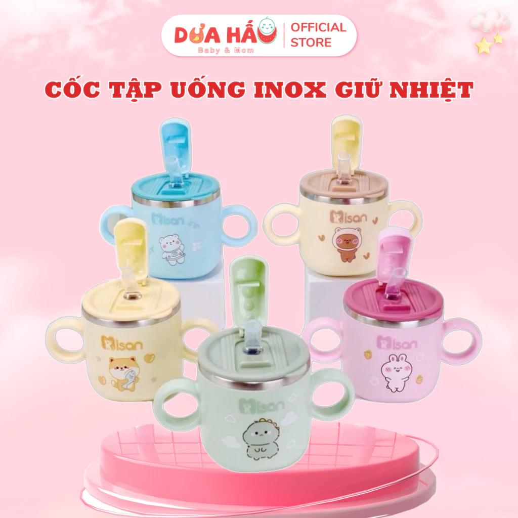 Cốc Tập Uống Inox Giữ Nhiệt Misan, Chống Sặc,Kèm Nắp Đậy Tiện Lợi Cho Bé Shop Dua Hau Baby & Mom