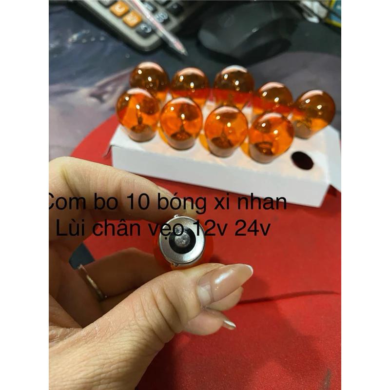 Com bo hộp 10 bóng xi nhan xe, đèn lùi chân vẹo lệch đỏ