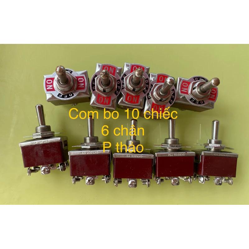 com bo10 công tắc 3 ,6 , 2 chân Đài Loan đảo còi, đèn xe máy , ô tô công tắc 3 chân nâu cao cấp