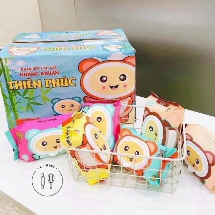 Combo 3 Khăn giấy ướt Thiên Phúc hình gấu không mùi, date mới