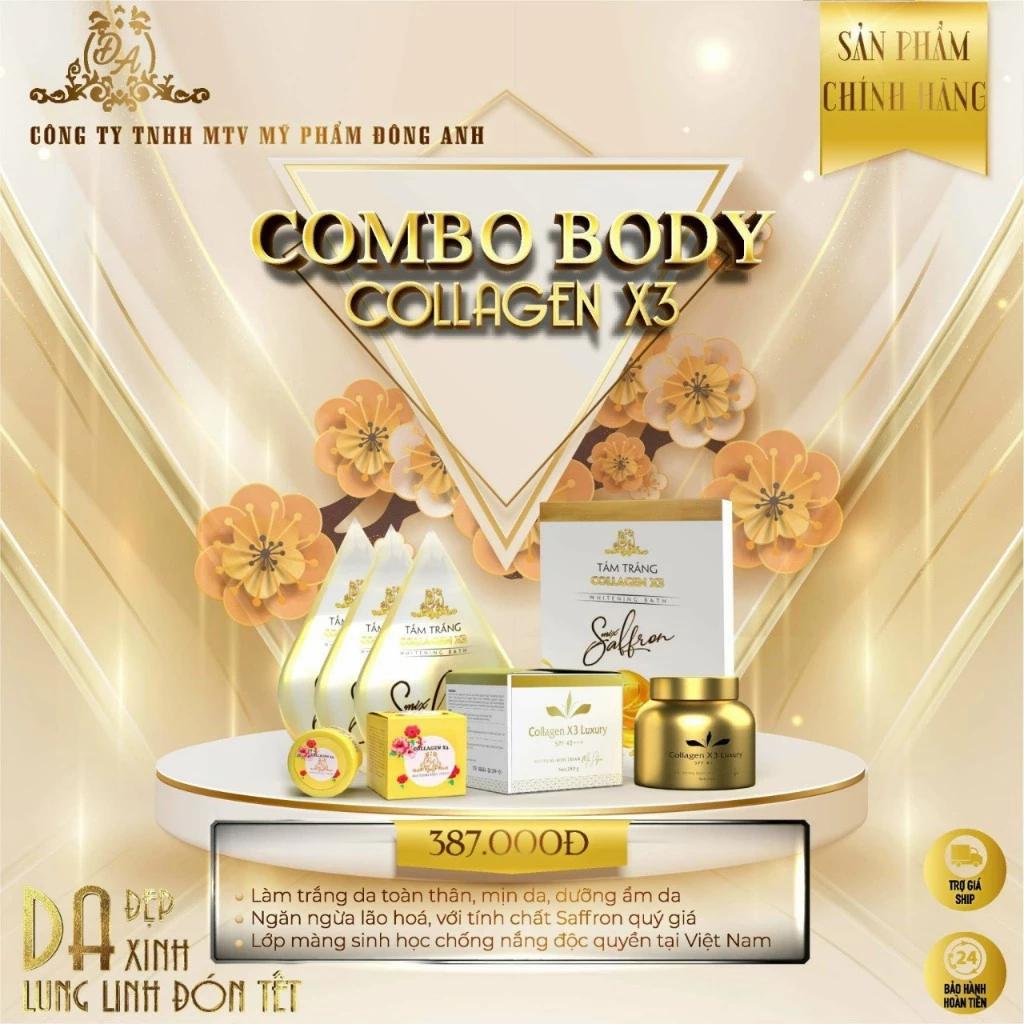 [Combo 3 Loại] Kem Body Kích Trắng Tắm Trắng Collagen X3 Mỹ Phẩm Đông Anh Chính Hãng Dưỡng Trắng Da Toàn Diện