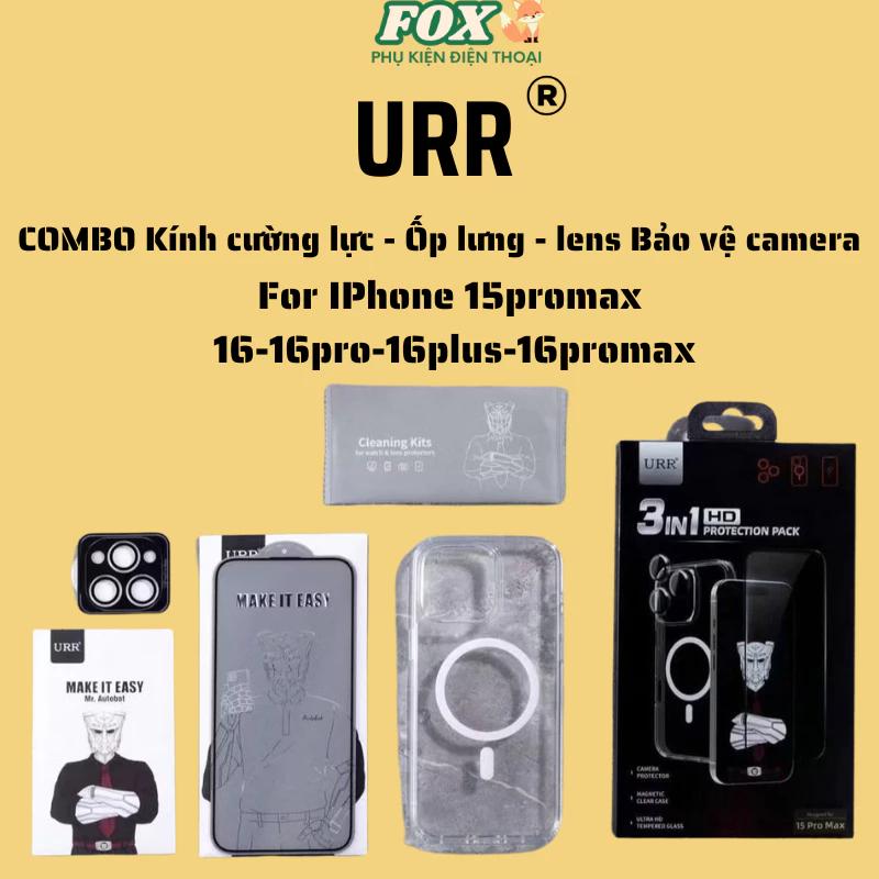 Combo 3 trong 1 URR Autobot kính cường lực , ốp lưng , mắt bảo vệ camera cho IPhone 15promax 16 16pro 16plus 16promax