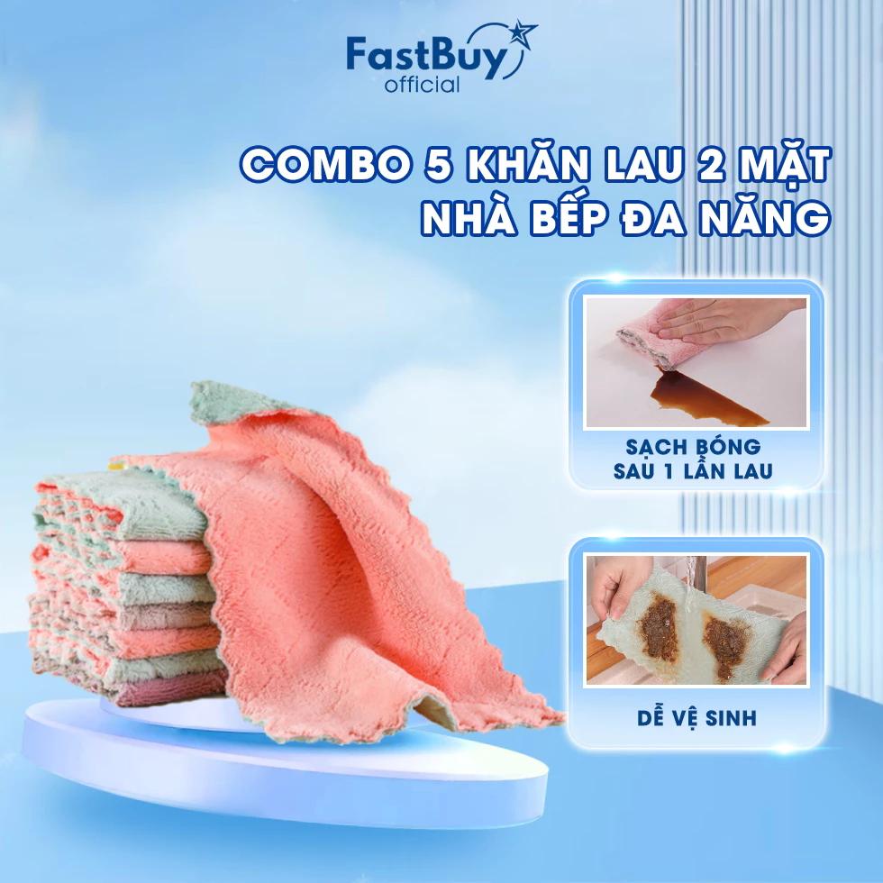 Combo 5 Khăn lau Ziczac 2 mặt mềm mại dùng để lau tay nhà bếp, phòng khách