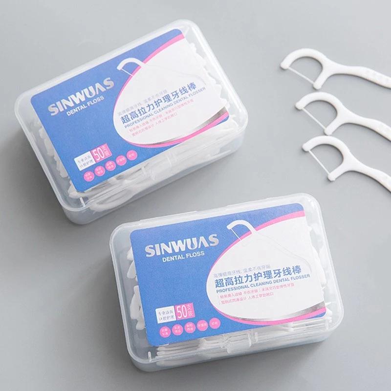 Combo 50 Cây Tăm Chỉ Nha Khoa Cho Răng Trắng Sạch - Tăm nha khoa xỉa răng