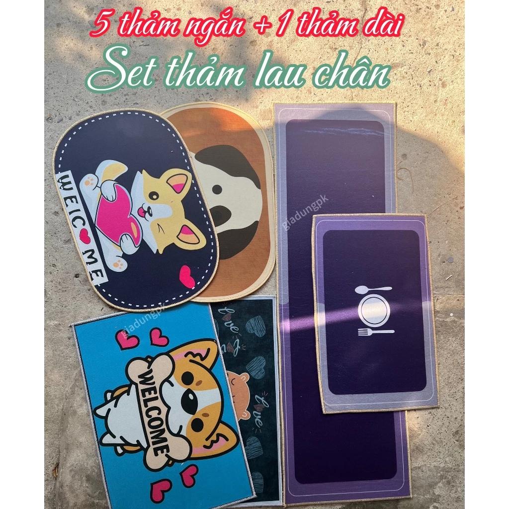 Combo 6 Thảm Lau Chân Nhà Bếp Nhà Tắm (2 thảm tròn + 2 thảm vuông + 1 bộ 2 thảm bếp) mới