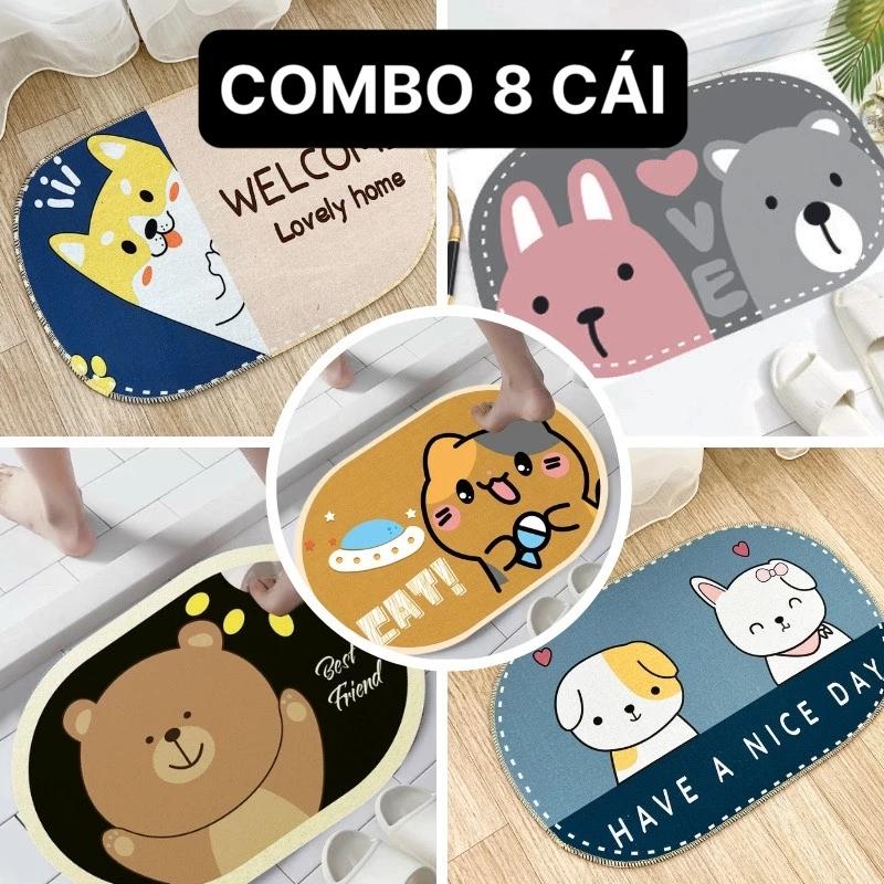 COMBO 8 CÁI THẢM TRÒN CHỮ NHẬT - thảm lau chân, thảm lau bếp thấm hút tốt