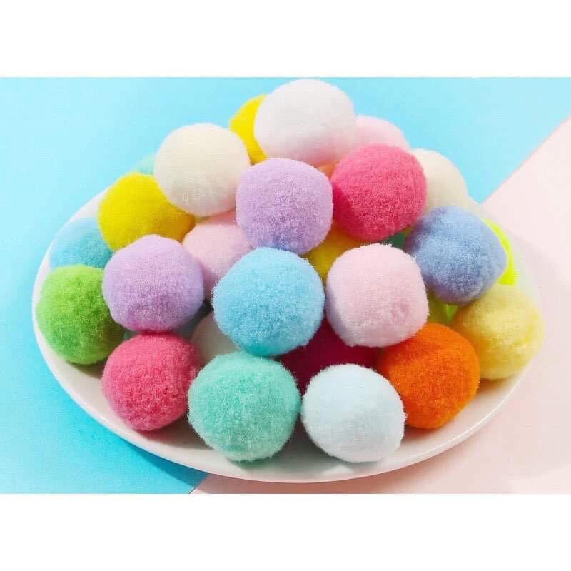 Cục bông quả cầu hạt Pom Pom |sỉ 1 bịch| bông bi mềm mại làm thủ công DIY, handmade, treo nôi cho bé, trang trí Noel Tết