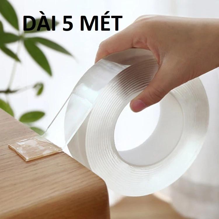 Cuộn Băng Keo Nano 2 Mặt Trong Suốt Siêu Dính 5 Mét, Có Thể Tái Sử Dụng, Độ dàn hồi cao, Sử Dụng mọi bề mặt