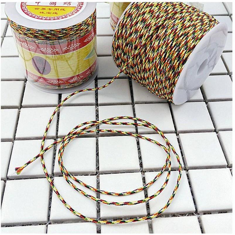 Cuộn dây chỉ ngũ sắc kim tuyến may mắn tết vòng tay handmade nhiều size 1-1.5-2mm tone xanh lá (dài 90 - 100 mét )