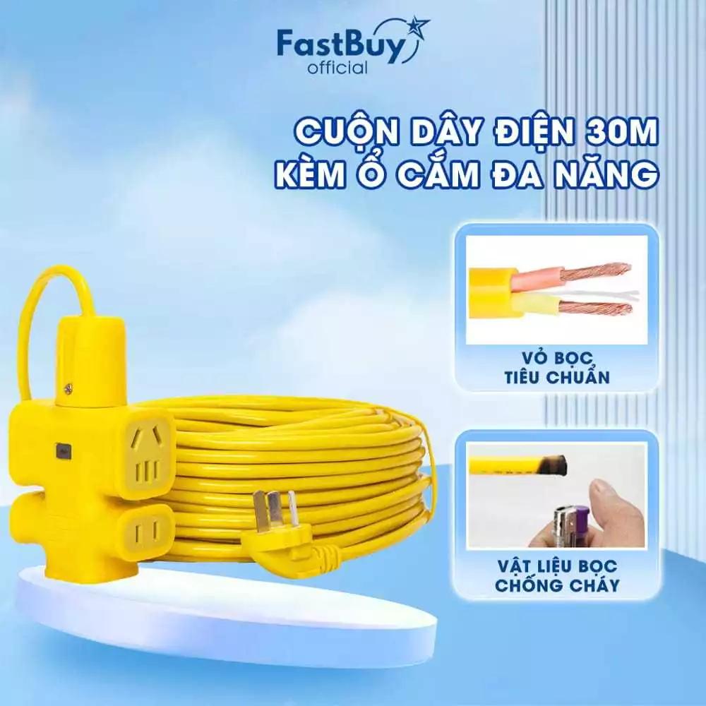 Cuộn Dây Điện 30M Chịu Lực Đi Kèm Ổ Cắm Và Phích Cắm Điện Cố Định Đa Năng Tiện Dụng