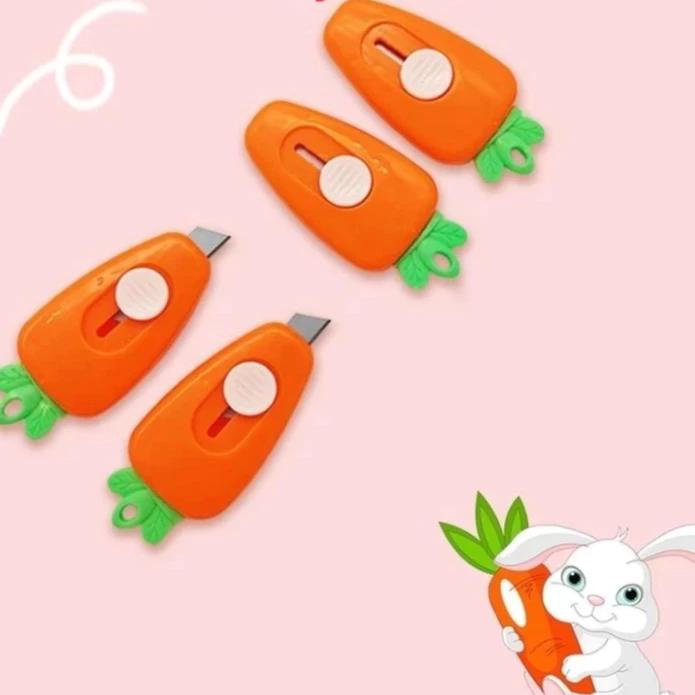 Dao rọc giấy mini hình cà rốt đáng yêu tiện ích làm móc khóa, khui hàng unboxing
