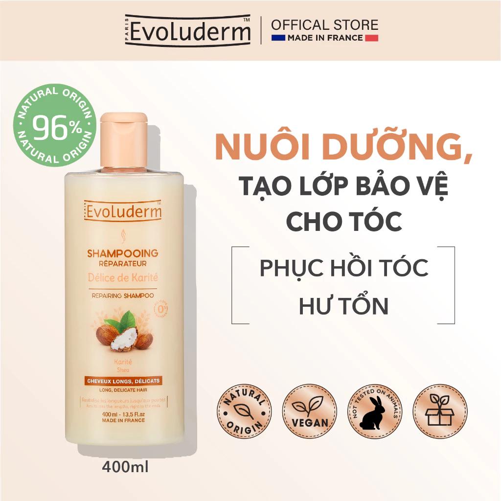 Dầu gội dành cho tóc dài và yếu dễ gãy rụng Evoluderm chiết suất bơ hạt mỡ 400ml