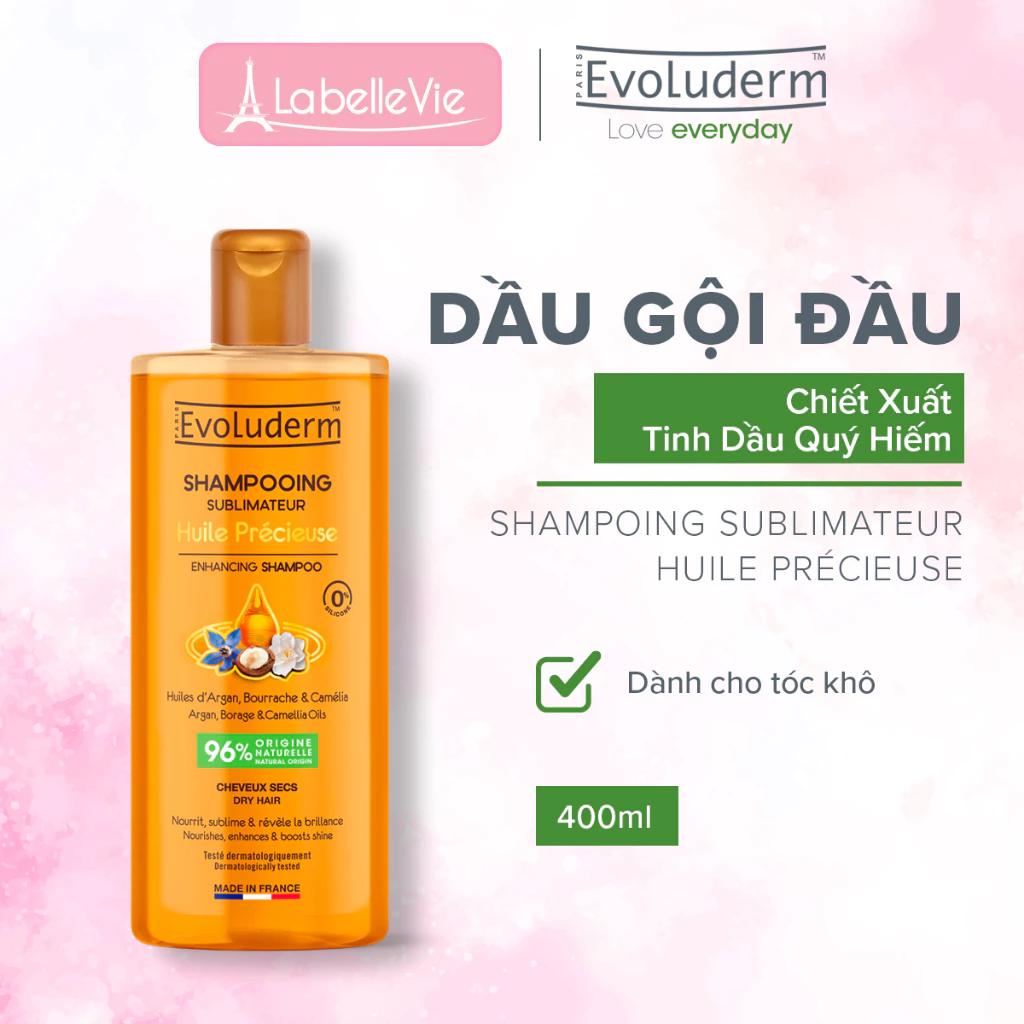 Dầu gội Evoluderm Huile Precieuse Shampoo chiết suất tinh dầu quý hiếm và hoa Anh Thảo 400ml (17305)
