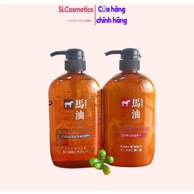 Dầu gội mỡ ngựa - Dầu xả & Sữa tắm chiết xuất mỡ ngựa Horse Oil 600ml Nhật Bản